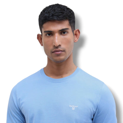 BARBOUR SMALL LOGO T-SHIRT & SHELL SWIM SHORTS LIGHT BLUE & NAVY BLUE