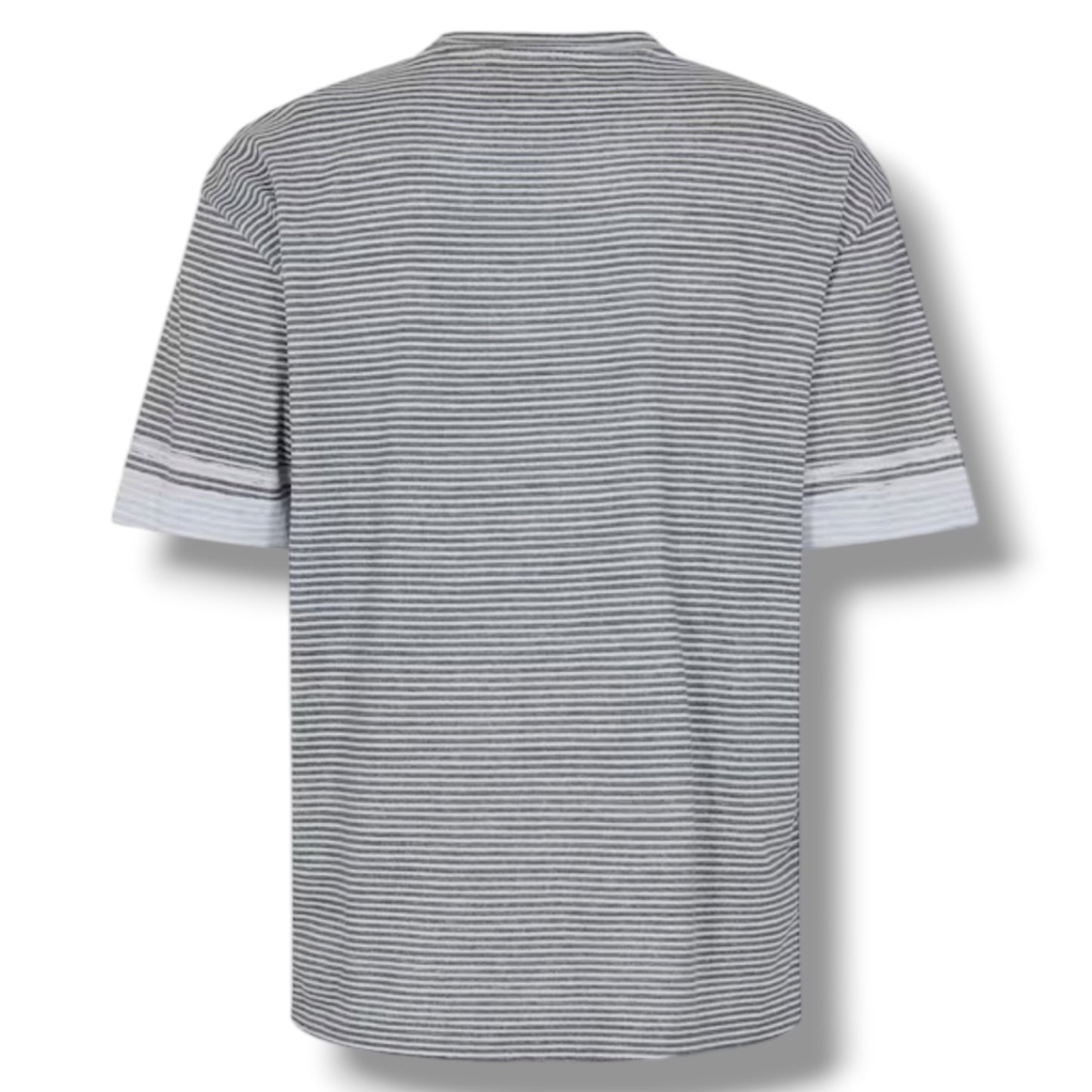 CP COMPANY THIN STRIPE T-SHIRT & SWIM SHORTS SET GUNMETAL GREY