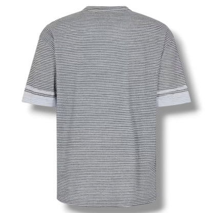 CP COMPANY THIN STRIPE T-SHIRT & SWIM SHORTS SET GUNMETAL GREY