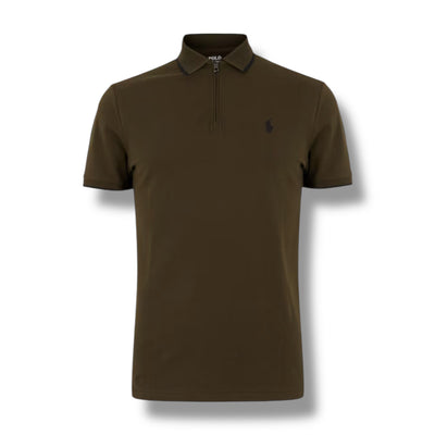 RALPH LAUREN ZIP POLO SHIRT OLIVE GREEN