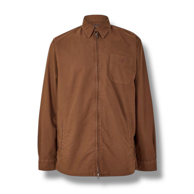 RALPH LAUREN ZIP UP OVERSHIRT BROWN