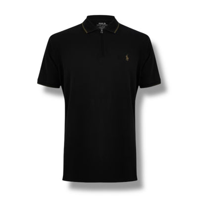 RALPH LAUREN ZIP POLO SHIRT BLACK