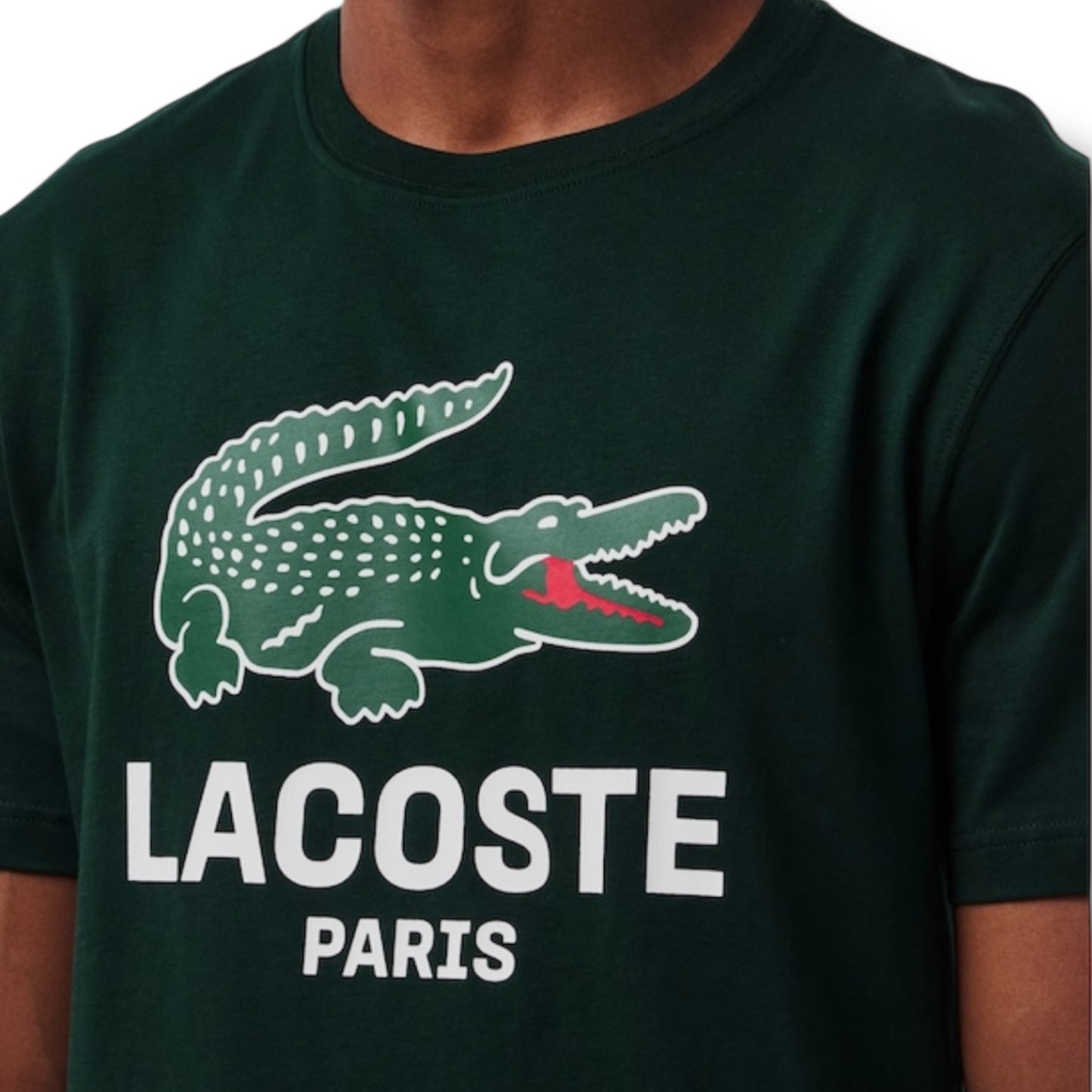 LACOSTE LARGE LOGO T-SHIRT & SWIM SHORTS SET GREEN & GREEN