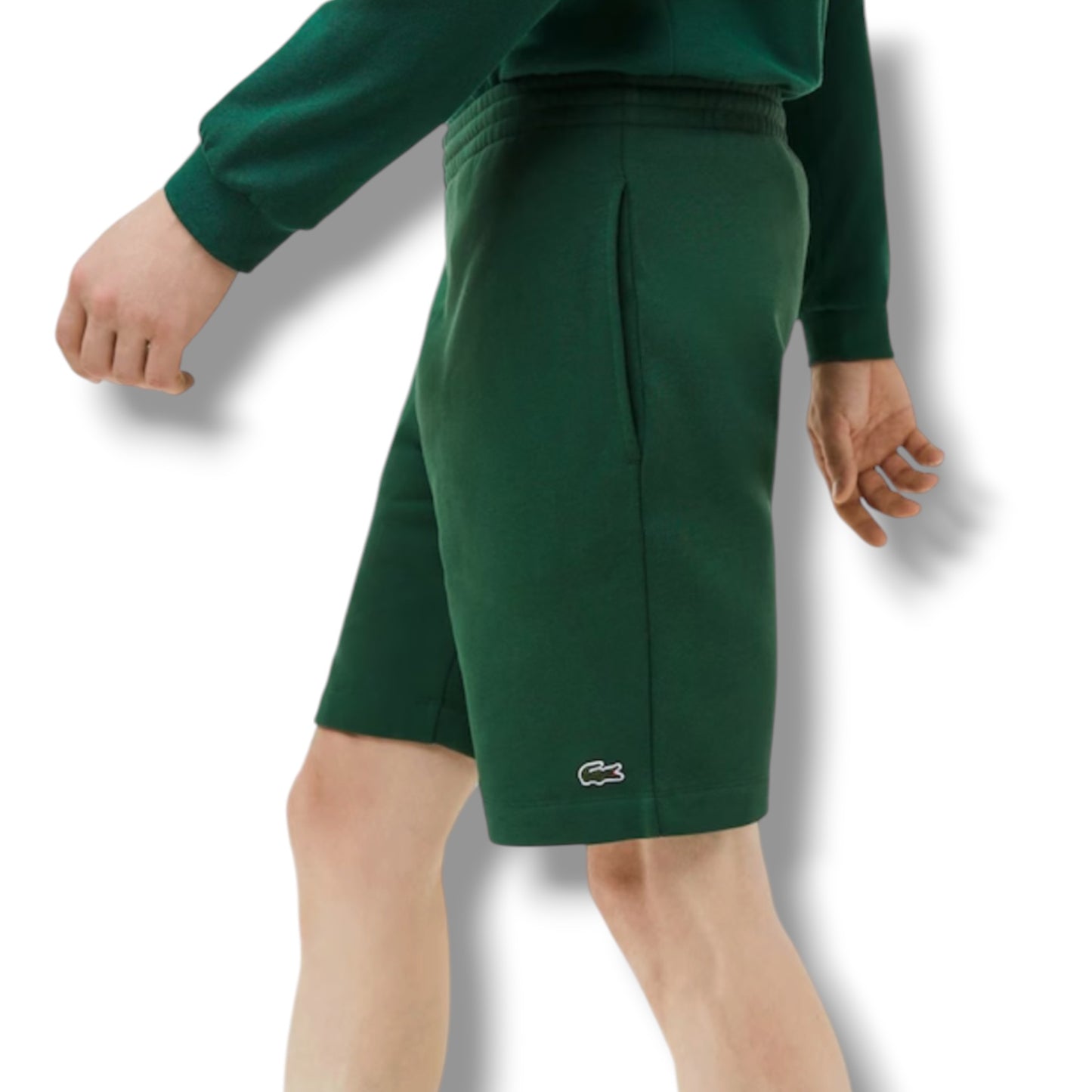 LACOSTE SMALL LOGO T-SHIRT & JERSEY SHORTS SET BEIGE & GREEN