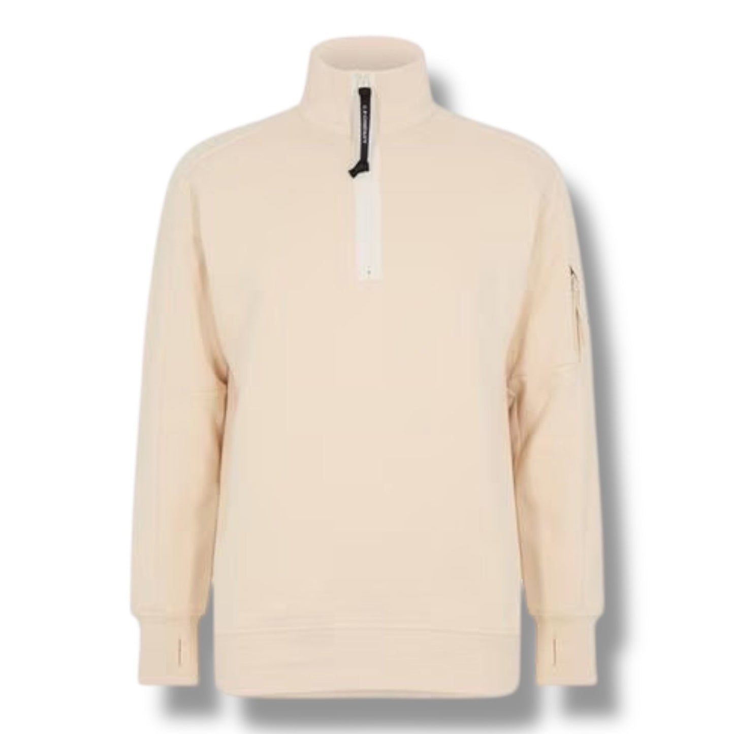 CP COMPANY LENS ARM 1/4 ZIP SWEATSHIRT PISTACHIO BEIGE