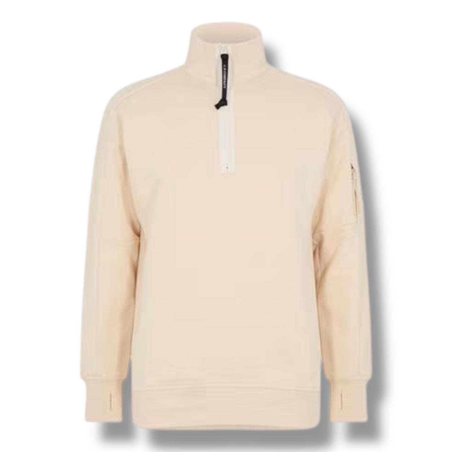 CP COMPANY LENS ARM 1/4 ZIP SWEATSHIRT PISTACHIO BEIGE