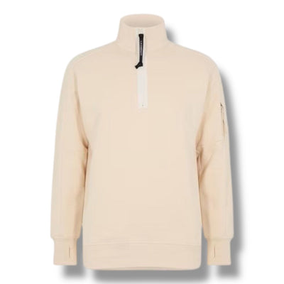 CP COMPANY LENS ARM 1/4 ZIP SWEATSHIRT PISTACHIO BEIGE