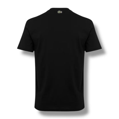 LACOSTE LARGE LOGO T-SHIRT & SWIM SHORTS SET BLACK & ORANGE