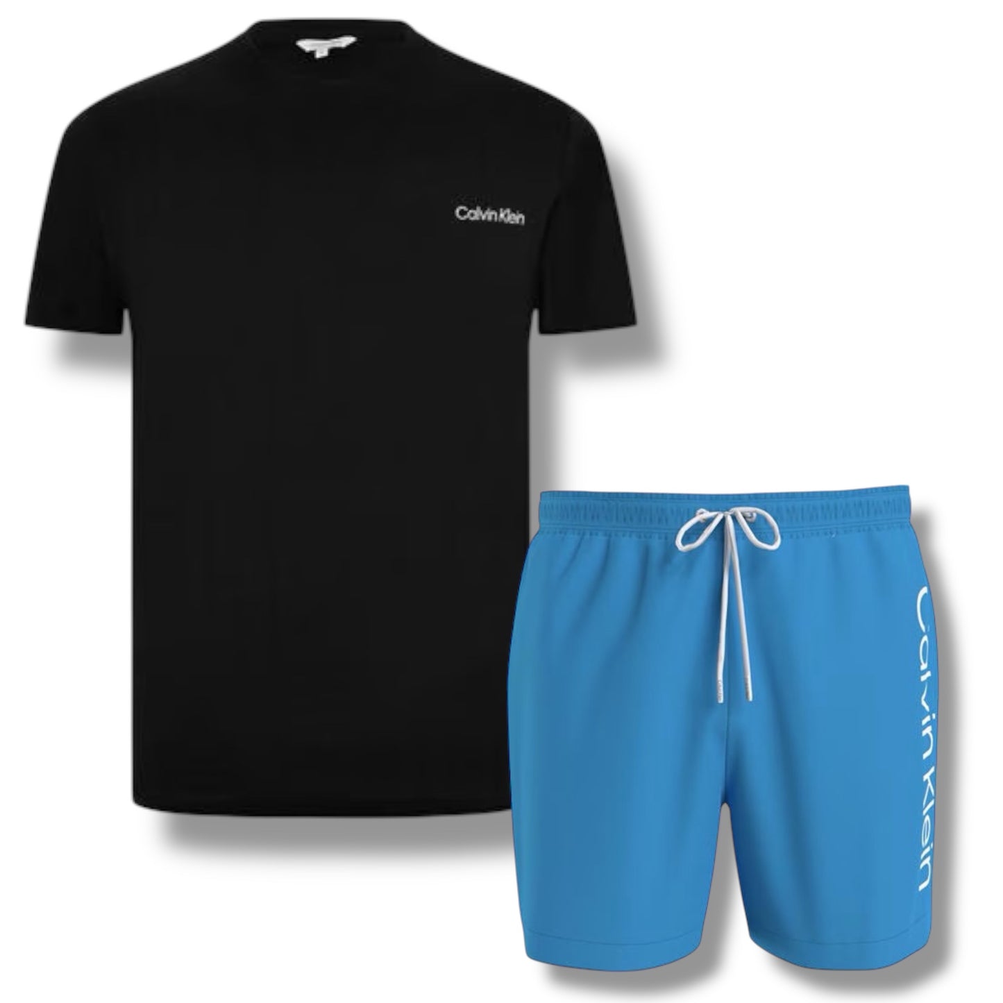 CALVIN KLEIN T-SHIRT & SWIM SHORTS SET BLACK & LIGHT BLUE