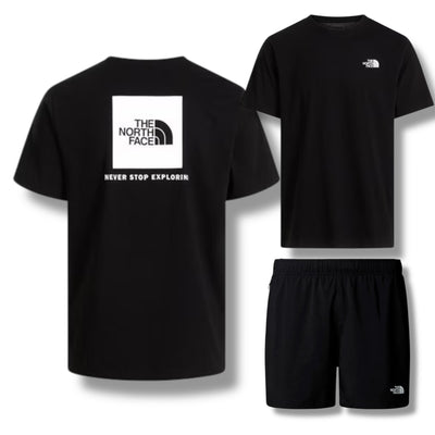THE NORTH FACE TNF T-SHIRT & SHORTS SET BLACK - WHITE & BLACK