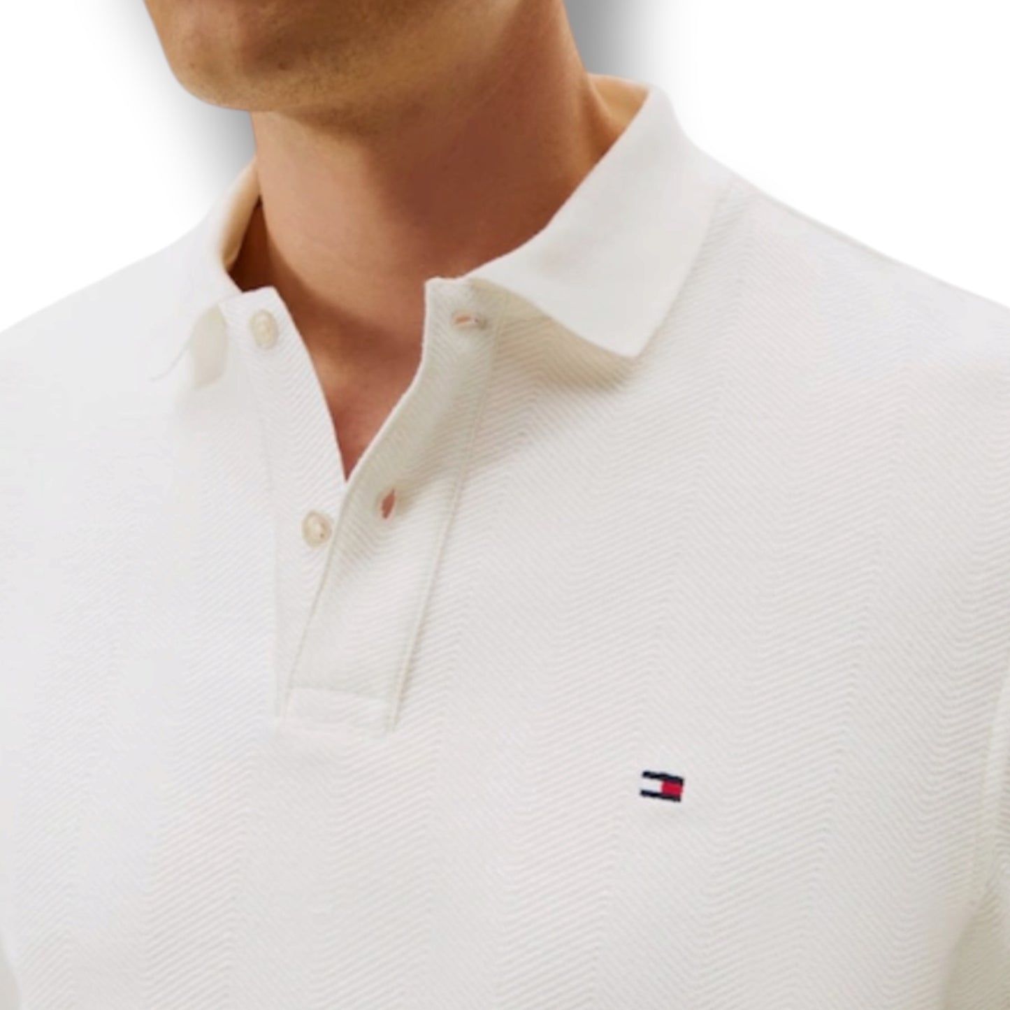 TOMMY HILFIGER LONG SLEEVE POLO SHIRT WHITE