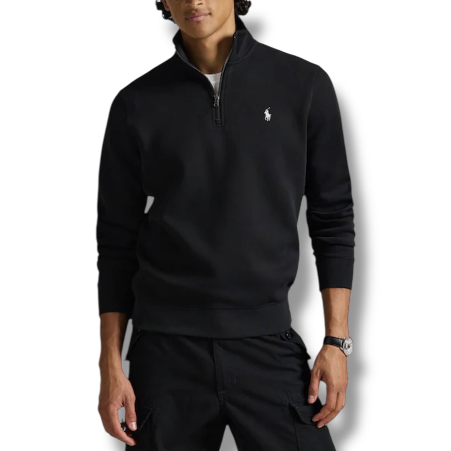 RALPH LAUREN TECH 1/4 ZIP SWEATSHIRT BLACK