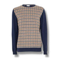 AQUASCUTUM CHECK THIN KNIT SWEATER BEIGE - NAVY BLUE