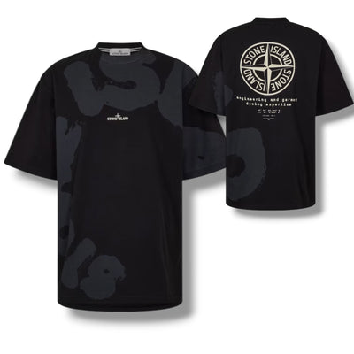 STONE ISLAND SPRAY FRONT & BACK LOGO T-SHIRT BLACK