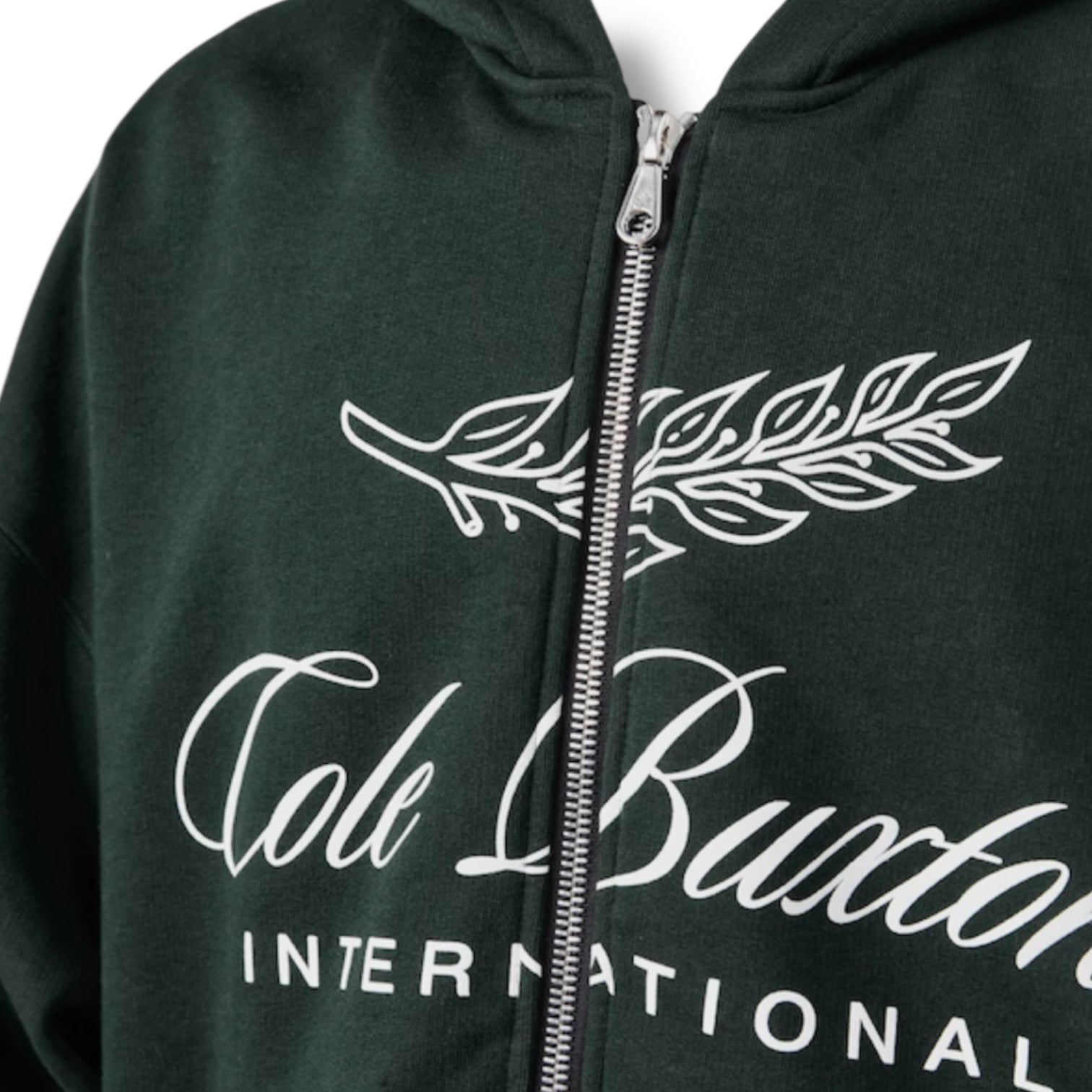 COLE BUXTON INTER FRONT LOGO ZIP UP HOODIE GREEN