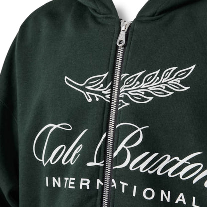 COLE BUXTON INTER FRONT LOGO ZIP UP HOODIE GREEN