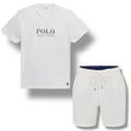 RALPH LAUREN POLO BIG LOGO T-SHIRT & SWIM SHORTS SET WHITE