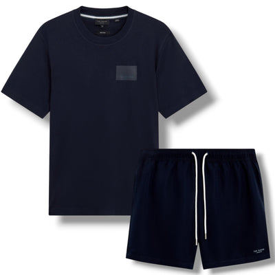 TED BAKER T-SHIRT & SWIM SHORTS SET NAVY BLUE & NAVY BLUE