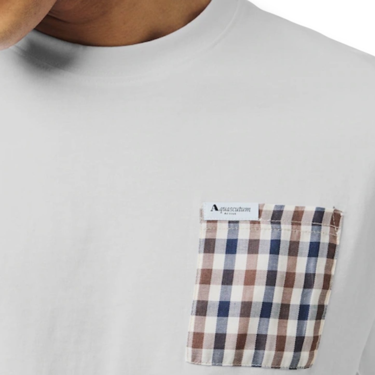AQUASCUTUM PATCH POCKET T-SHIRT & SIDE POCKET SWIM SHORTS SET WHITE - NAVY