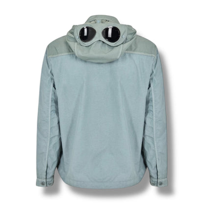 CP COMPANY HOODED GOOGLE OVERSHIRT SILVER BLUE