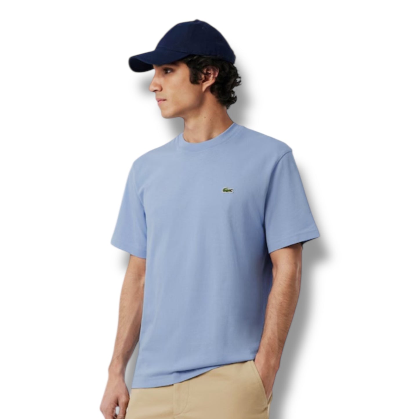 LACOSTE SMALL LOGO T-SHIRT & SWIM SHORTS SET LIGHT BLUE & LIGHT BLUE