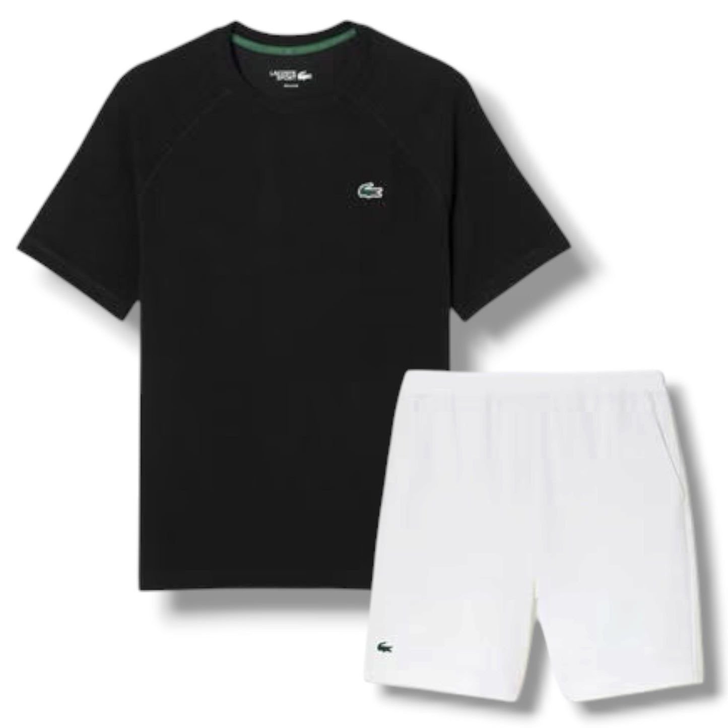 LACOSTE TECH GYM SET T-SHIRT & SHORTS BLACK & WHITE