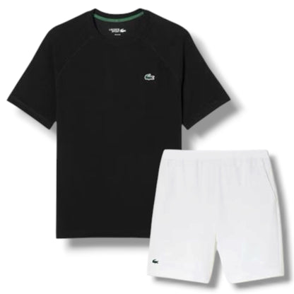 LACOSTE TECH GYM SET T-SHIRT & SHORTS BLACK & WHITE