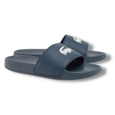 LACOSTE BIG LOGO SLIDERS NAVY BLUE