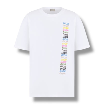 DIOR MULTI VERTICAL LOGO T SHIRT WHITE