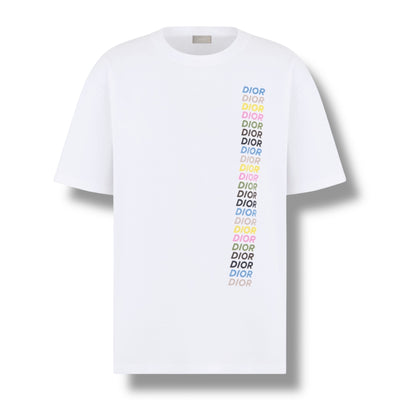 DIOR MULTI VERTICAL LOGO T SHIRT WHITE