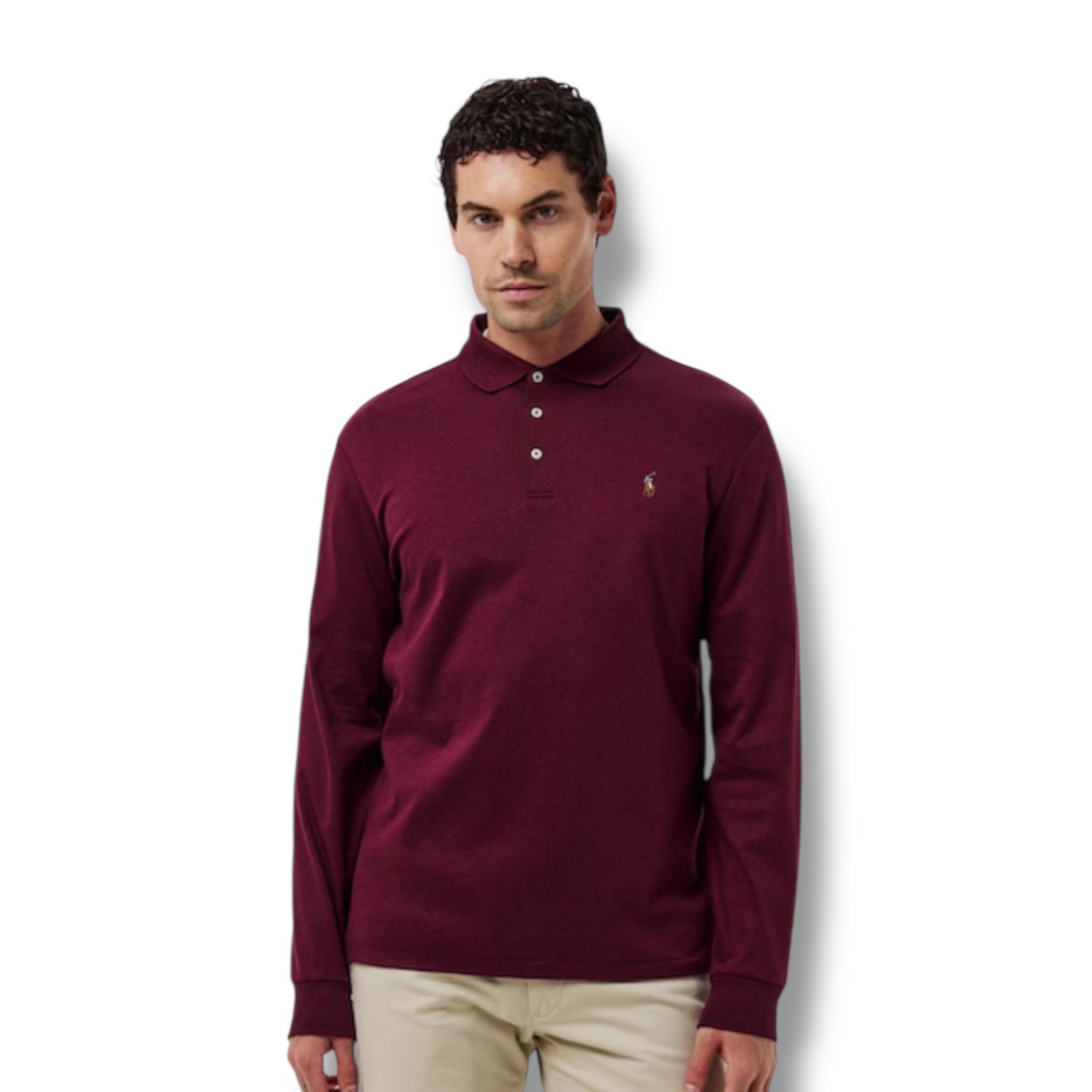 RALPH LAUREN LONG SLEEVE POLO SHIRT BURGUNDY