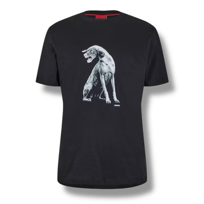 HUGO DOG LOGO T-SHIRT & VERTI SWIM SHORTS SET BLACK & RED