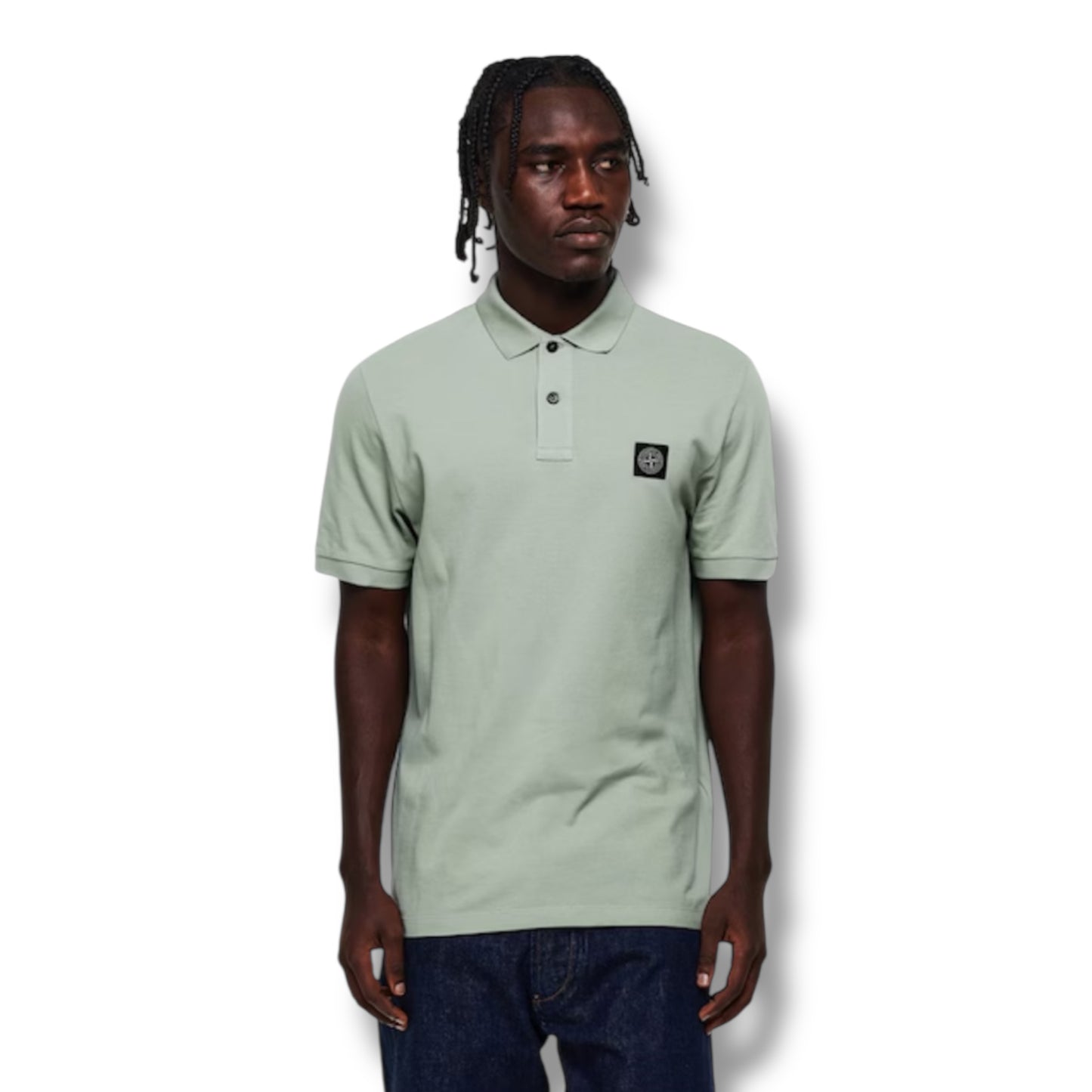 STONE ISLAND PATCH LOGO POLO SHIRT SAGE GREEN