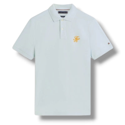 TOMMY HILFIGER ITALIC LOGO POLO SHIRT LIGHT BLUE