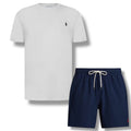 RALPH LAUREN T-SHIRT & SWIM SHORTS SET WHITE & NAVY BLUE