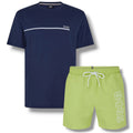 HUGO BOSS STORM T-SHIRT & SWIM SET NAVY BLUE & LIME GREEN