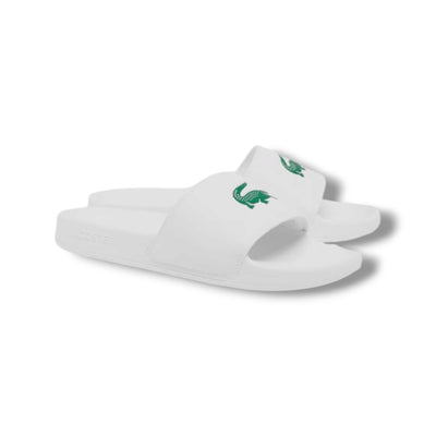 LACOSTE BIG LOGO SLIDERS WHITE