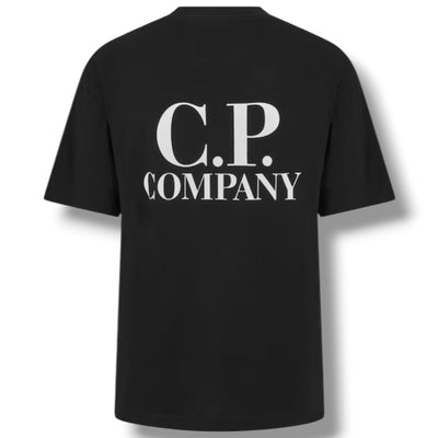 CP COMPANY DOUBLE LOGO T-SHIRT BLACK