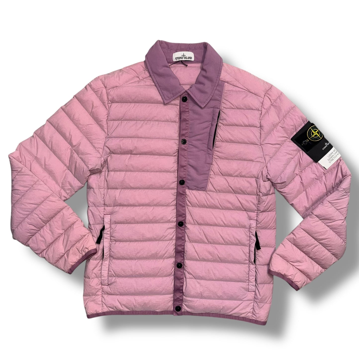 STONE ISLAND PADDED OVERSHIRT JACKET PINK