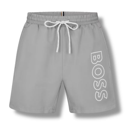 HUGO BOSS SMALL LOGO T-SHIRT & VERTI SWIM SHORTS SET WHITE & GREY