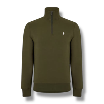 RALPH LAUREN TECH 1/4 ZIP SWEATSHIRT OLIVE GREEN