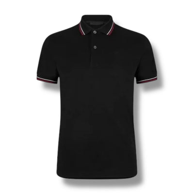 PRADA EMBROIDERED LOGO TIPPED POLO SHIRT BLACK