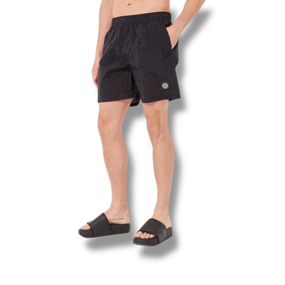 STONE ISLAND PATCH LOGO T-SHIRT & NYLON METAL SWIM SHORTS COMBO BLACK