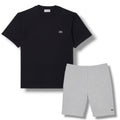 LACOSTE SMALL LOGO T-SHIRT & JERSEY SHORTS SET BLACK & GREY