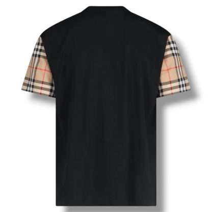 BURBERRY CHECK SLEEVE T-SHIRT BLACK