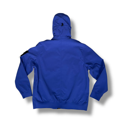STONE ISLAND HOODED SOFT SHELL JACKET BLUETTE