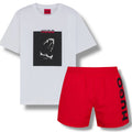 HUGO DOG TEETH LOGO T-SHIRT & VERTI SWIM SHORTS SET WHITE & RED