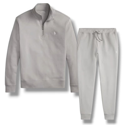 RALPH LAUREN TECH 1/4 ZIP SWEATSHIRT FULL TRACKSUIT SOFT GREY