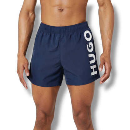 HUGO DESK LOGO T-SHIRT & VERTI LOGO SWIM SHORTS SET LIGHT BLUE & NAVY