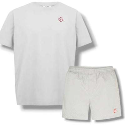 CASABLANCA DIAMOND T-SHIRT & SWIM SHORTS SET GREY